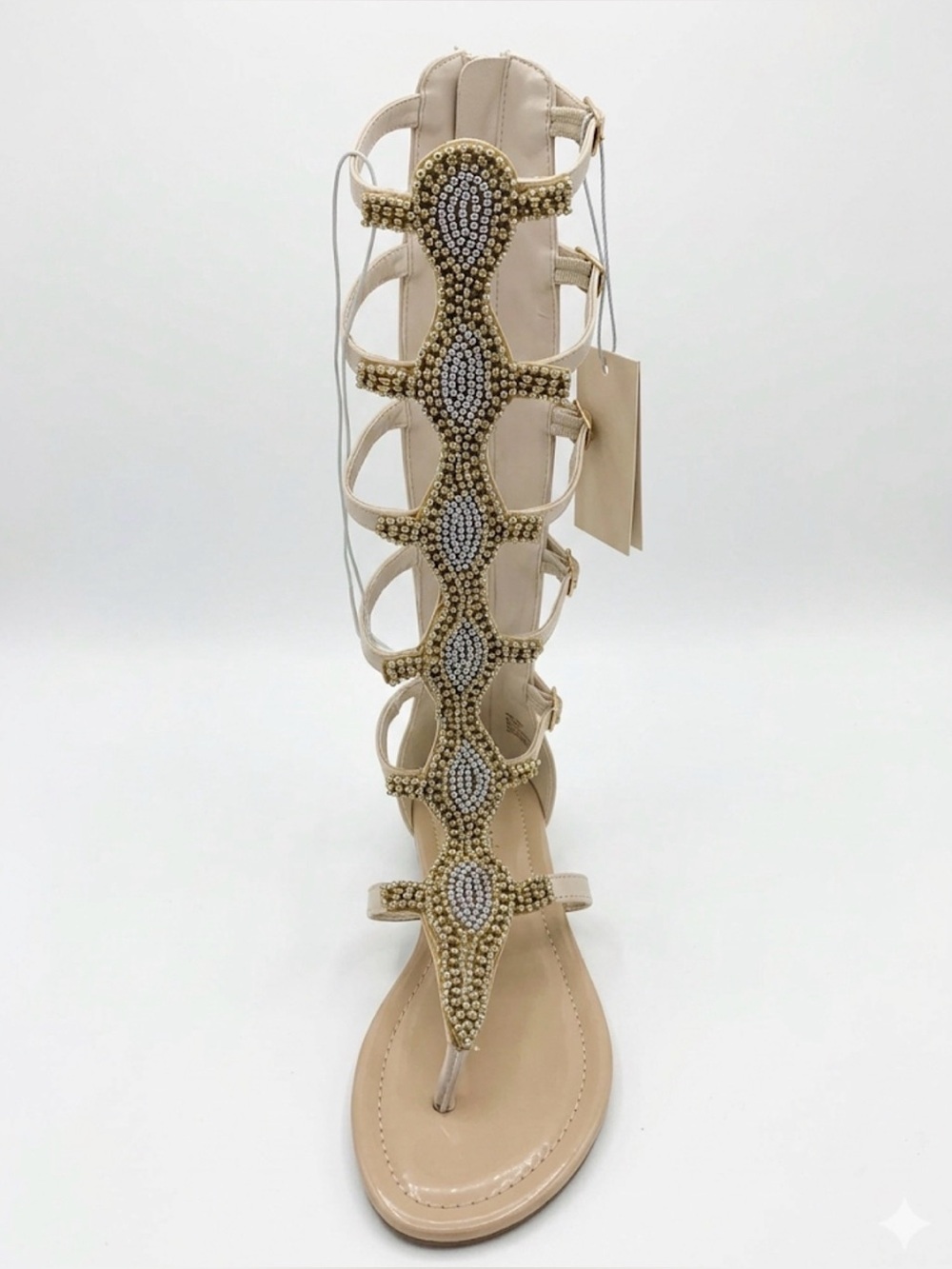 Gladiator Sandals embellished with gold and silver beading